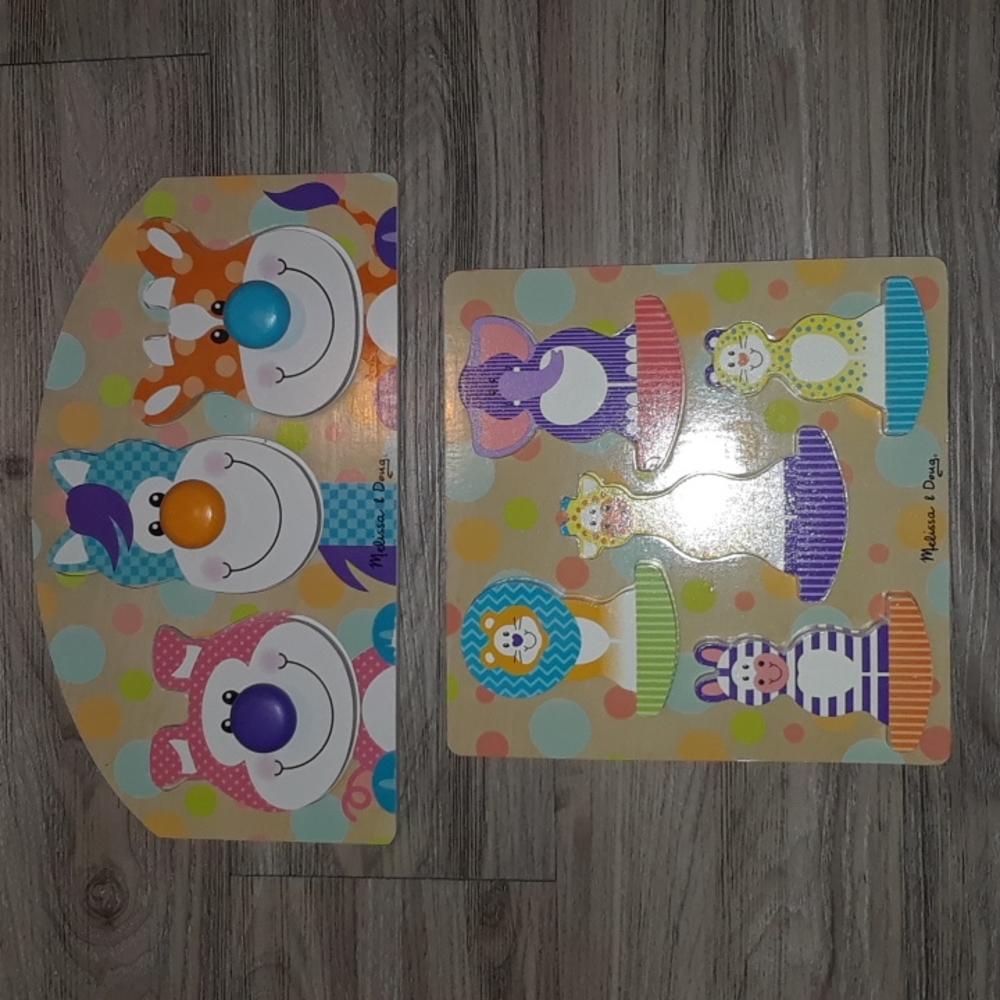 Melissa and Doug Wooden Puzzles Jungle and Circus Animals Baby Toddler Toys